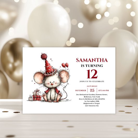 Bright Whimsical mouse Birthday Edit kids birthday Kaart