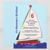 Bright Whimsical Sailboat Invitation Kaart (Voorkant / Achterkant)