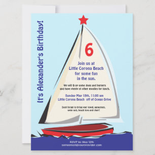 Bright Whimsical Sailboat Invitation Kaart