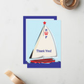 Bright Whimsical Sailboat Note Card Notitiekaartje (Voorkant / Achterkant in situ)