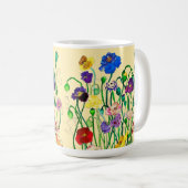 Bright Whimsical Wild Poppy & Butter Yellow Koffiemok (Voorkant rechts)