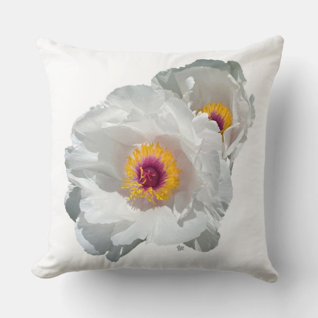 Bright White Peony Sierkussen (Voorkant)