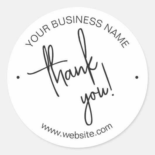 Bright White Scripted Business Bedankt Ronde Sticker (Voorkant)