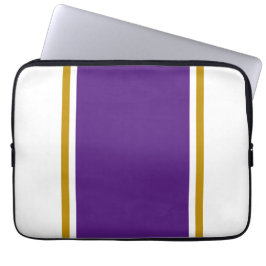 Bright White Wide Royal Paars Center Pinstripes Laptop Sleeve