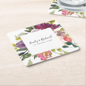 BRIGHT WHITE YELLOW BLUSH BURGUNDY FLORAL BUNCH KARTONNEN ONDERZETTERS (Schuin)