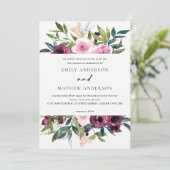 BRIGHT WHITH BURGUNDY FLORAL BUNCH WEDING KAART (Staand voorkant)