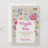 Bright Wild Flowers Butterfly 1e verjaardag Bedankkaart (Voorkant)