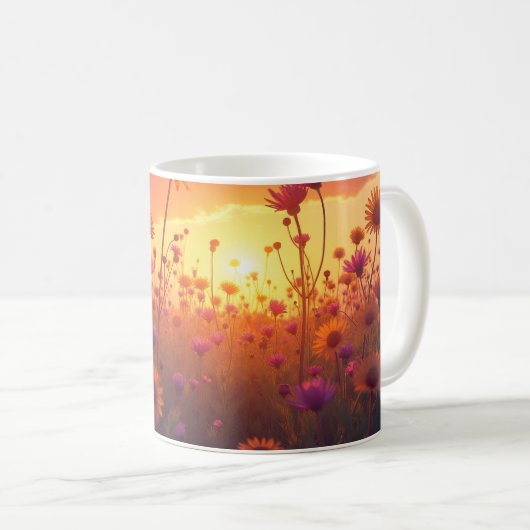 Bright Wild Flowers Field Koffiemok (Voorkant rechts)