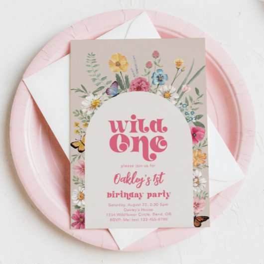 Bright Wild One Wildflower uitnodiging