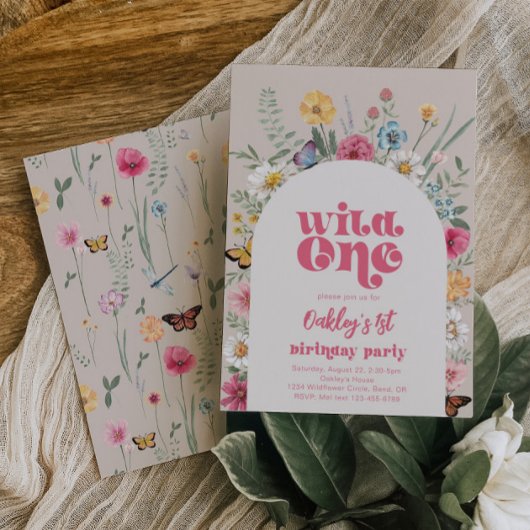 Bright Wild One Wildflower uitnodiging