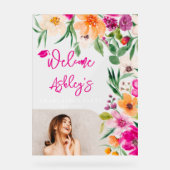 Bright wilde bloemen foto afstuderen welkom acryl bord (Voorkant)