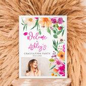 Bright wilde bloemen foto afstuderen welkom poster