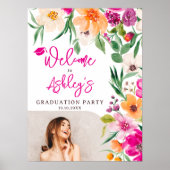 Bright wilde bloemen foto afstuderen welkom poster (Voorkant)