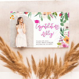 Bright wilde bloemen roze bloemig afstuderen gefel spandoek