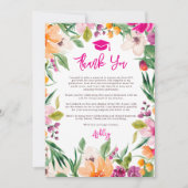 Bright wilde bloemen script floraal afstuderen bedankkaart (Voorkant)