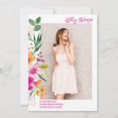 Bright wilde bloemen script foto afstuderen aankondiging (Voorkant)