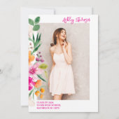 Bright wilde bloemen script foto afstuderen kaart (Achterkant)