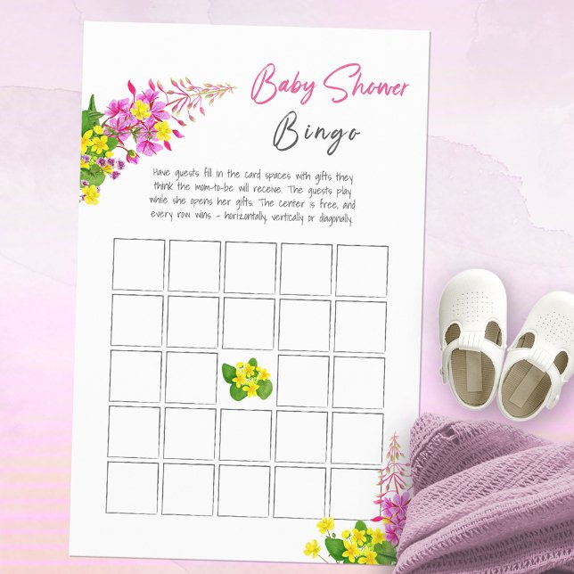 Bright Wildflower Baby shower Bingogame (Bright Wildflower Baby Shower Bingo Game ©Susanne Sachers - Sunny Mind Design 🌞)