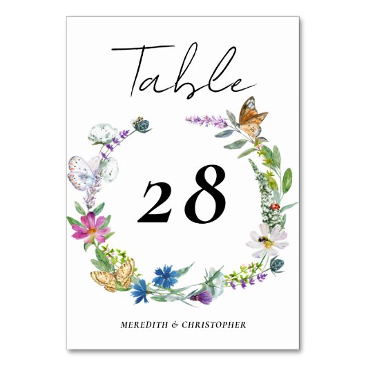 Bright Wildflower bruiloft Kaart (Achterkant)