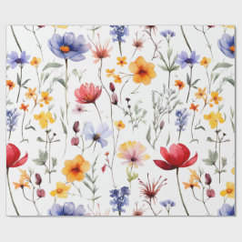 Bright Wildflower Meadow in Watercolor Pastel Tone Cadeaupapier