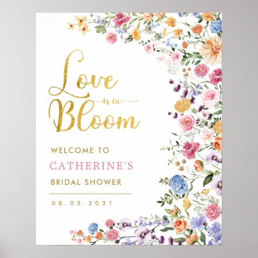 Bright Wildflower Meadow Vrijgezellenfeest Welkom Poster (Voorkant)