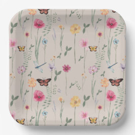 Bright Wildflower Party Paper Borden Papieren Bordje