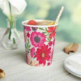 Bright Wildflower Pattern Vrijgezellenfeest Papieren Bekers