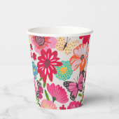 Bright Wildflower Pattern Vrijgezellenfeest Papieren Bekers (Achterkant)