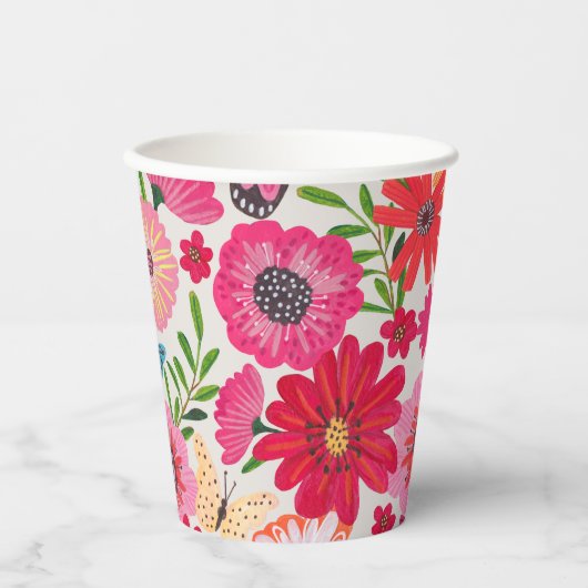 Bright Wildflower Pattern Vrijgezellenfeest Papieren Bekers (Voorkant)