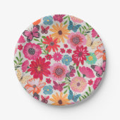 Bright Wildflower Pattern Vrijgezellenfeest Papieren Bordje (Voorkant)