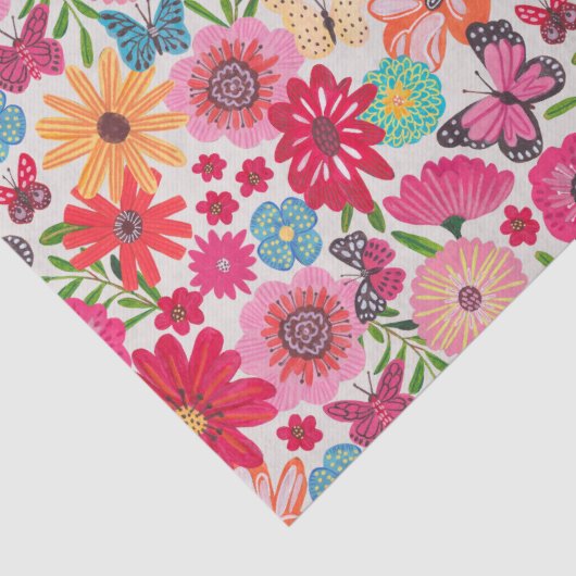 Bright Wildflower Pattern Vrijgezellenfeest Tissuepapier (Detail)