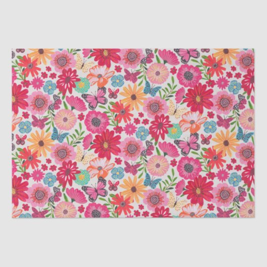 Bright Wildflower Pattern Vrijgezellenfeest Tissuepapier (Voorkant)