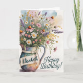 Bright Wildflower Verjaardag Boeket Groet Kaart (Voorkant)