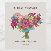 Bright Wildflower Vrijgezellenfeest Party Wijn Etiket (Enkel label)