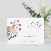 Bright Wildflower Wedding RSVP Reactie Informatiekaartje (Staand voorkant)