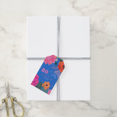 Bright Wildflowers Roze Blauw Verjaardagsfeest Cadeaulabel (Met Touw)