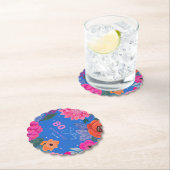 Bright Wildflowers Roze Blauw Verjaardagsfeest Kartonnen Onderzetters (Insitu)