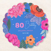 Bright Wildflowers Roze Blauw Verjaardagsfeest Kartonnen Onderzetters (Voorkant)