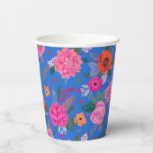 Bright Wildflowers Roze Blauw Verjaardagsfeest Papieren Bekers (Achterkant)
