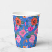 Bright Wildflowers Roze Blauw Verjaardagsfeest Papieren Bekers (Rechts)