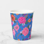 Bright Wildflowers Roze Blauw Verjaardagsfeest Papieren Bekers (Voorkant)