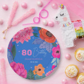 Bright Wildflowers Roze Blauw Verjaardagsfeest Papieren Bordje (Feest)