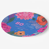 Bright Wildflowers Roze Blauw Verjaardagsfeest Papieren Bordje (Gekanteld)