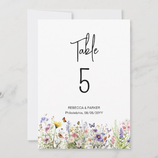 Bright Wildflowers Tafelnummers (Voorkant)
