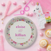 Bright Wildflowers Vlinders bruiloft Papieren Bordje (Feest)