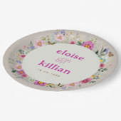 Bright Wildflowers Vlinders bruiloft Papieren Bordje (Gekanteld)