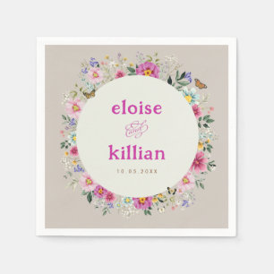 Bright Wildflowers Vlinders bruiloft Servet