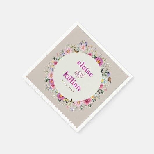  Bright Wildflowers Vlinders bruiloft Servet (Hoek)