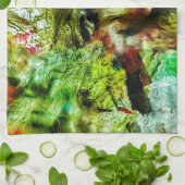 Bright yellow abstract kitchen towels,Dazzling art Theedoek (Gevouwen)