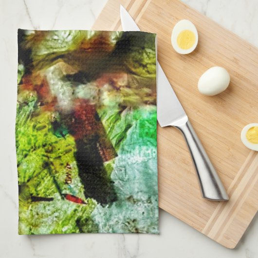 Bright yellow abstract kitchen towels,Dazzling art Theedoek (Quarter Fold)